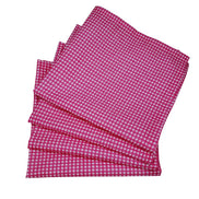 Charlo's Set of 4 Pink 100% Cotton Plaid Cloth Napkins 15