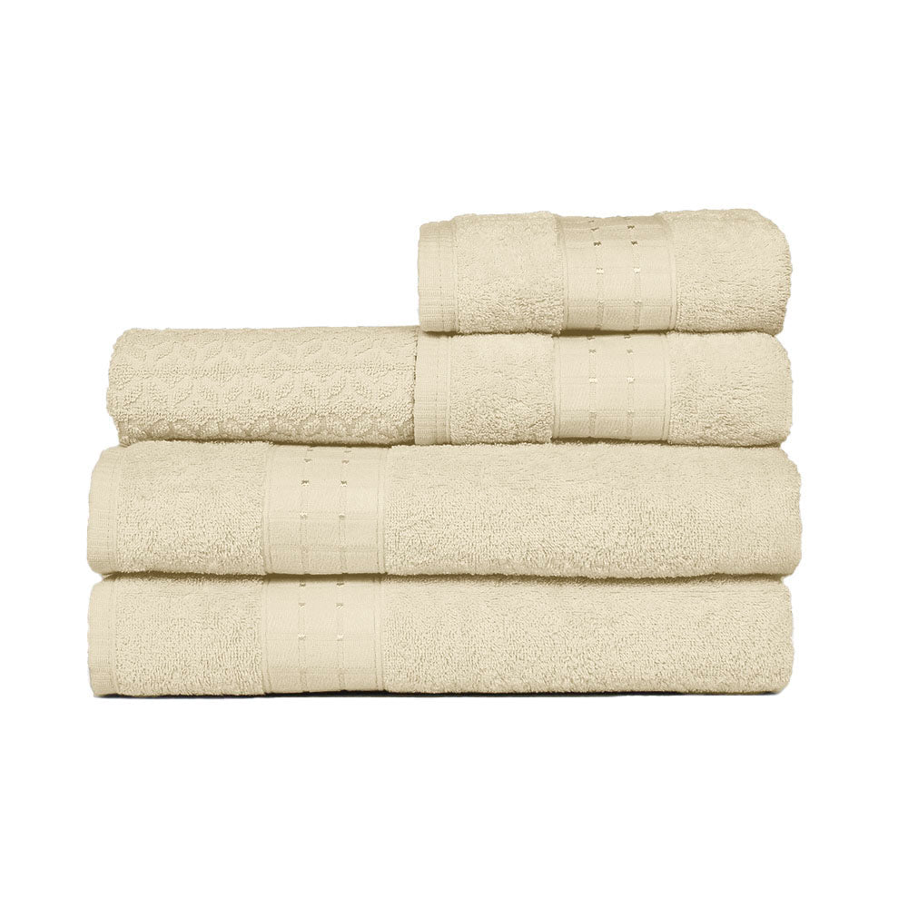 5-Piece Cotton Towel Set White Class – Bath, Hand & Bath Mat 450 GSM Soft Absorbent