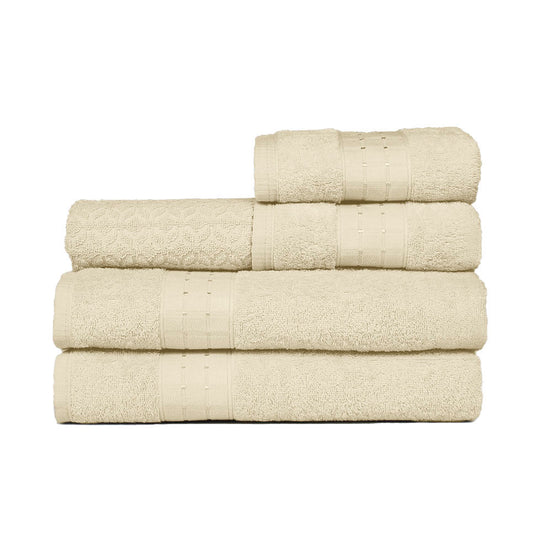 5-Piece Cotton Towel Set White Class – Bath, Hand & Bath Mat 450 GSM Soft Absorbent