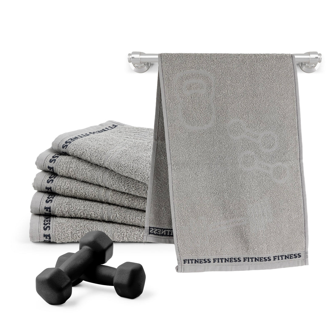 Set of 6 Cotton Gym Towels 12" x 35" – Fitness Workout Towels, 330 GSM