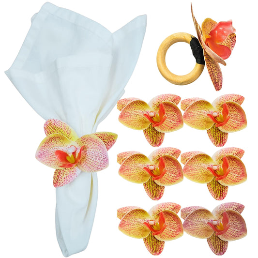 Maison Charlô | Set 6 Yellow Degrade Orchid Luxery Napkin Rings