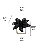 Maison Charlo Set of 2 Black Star Flower Sequin Napkin Rings