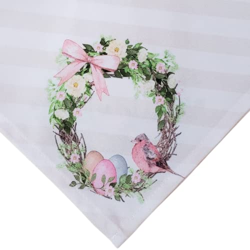 Guardanapos de Tecido Sintético de Páscoa da Charlo Pássaro Coelho Rosa Xadrez Reutilizáveis 40,6 x 40,6 cm