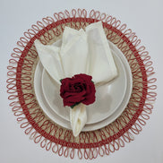 Charlo's Set of 2 Red Sustainable Brazilian Jute Liz Round Placemats Sousplat 16