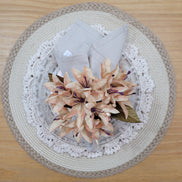Set of 4 Tabletop Collection Indoor/Outdoor Beige String Round Placemat 15