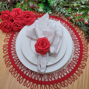 Charlo's Set of 2 Red Sustainable Brazilian Jute Liz Round Placemats Sousplat 16