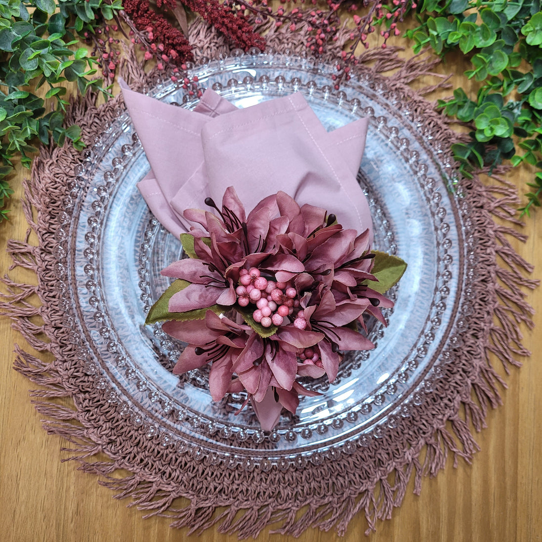 Charlo's Set of 4 Nude Folk Sustainable Rustic Chic Round Placemats 16" x 16"