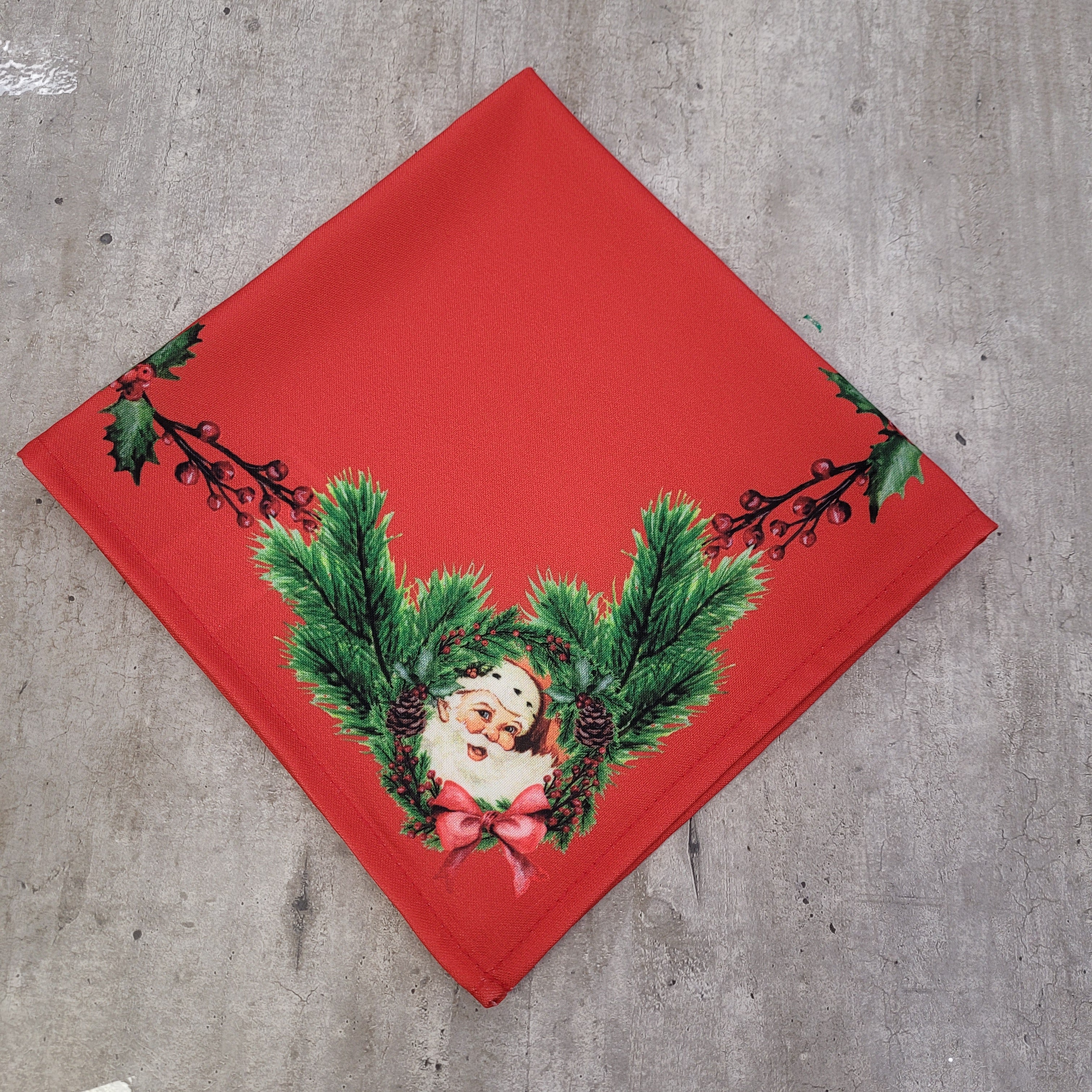 Charlo's Cloth Napkins Set of 4 Christmas Santa Claus 16