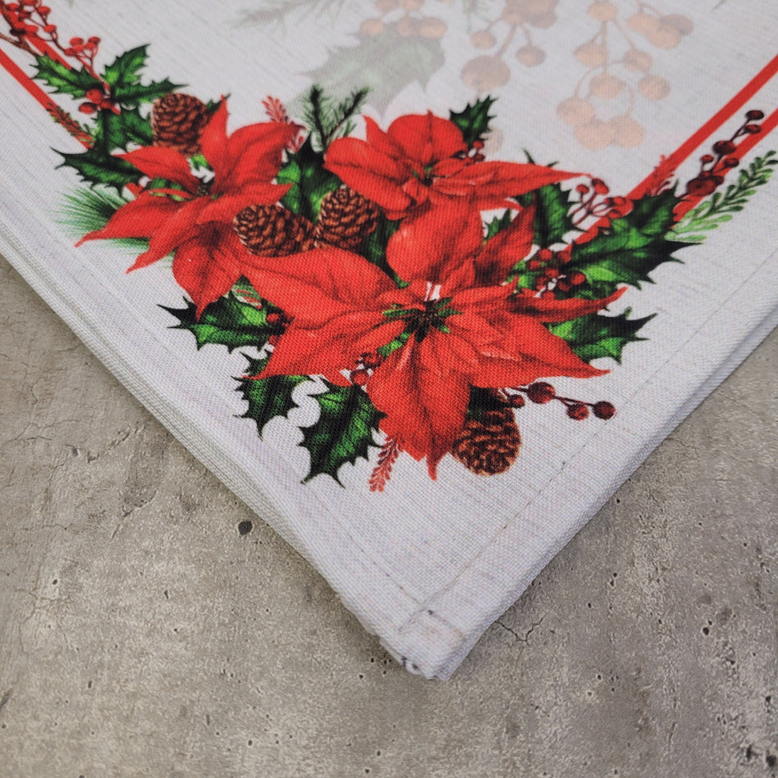 Charlo's Cloth Napkins Set of 4 Christmas Grey Flower 16" by 16"  - Grey