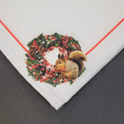 Charlo's Cloth Napkins Set of 4 Christmas Wreath with Squirrel 16