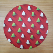 Set of 4 Round Placemats Covers Green Gradient Christmas Tree Cloth 14
