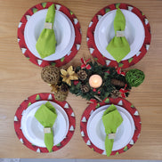 Set of 4 Round Placemats Covers Green Gradient Christmas Tree Cloth 14