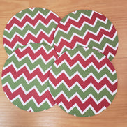 Set of 4 Round Placemats Covers Christmas Chevron Green Red Cloth 14