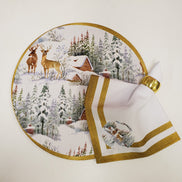 Guardanapos de Pano Charlo Conjunto com 4, Renas de Natal 40x40cm - Dourado