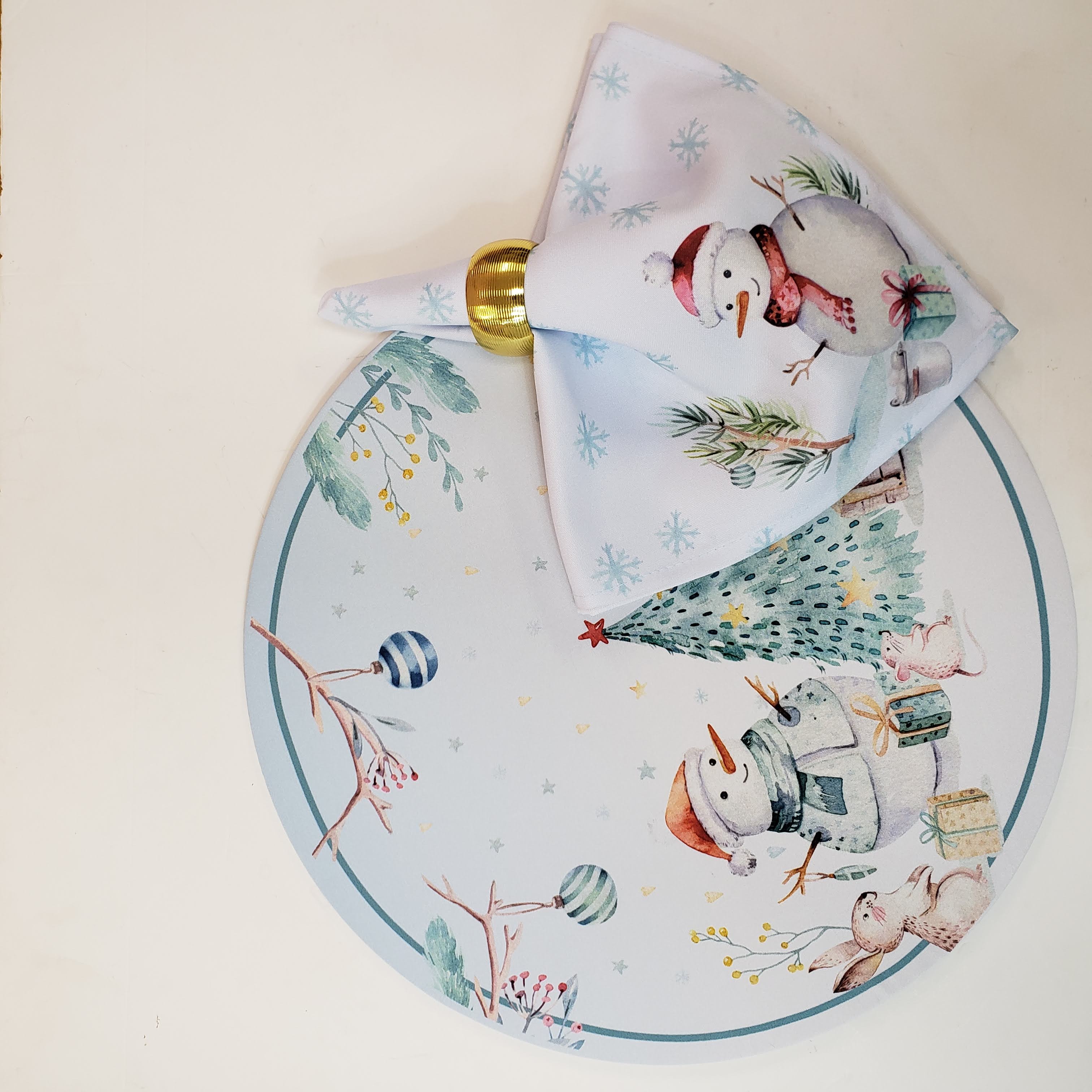 Charlo's Cloth Napkins Set of 4 Christmas Snowman 16