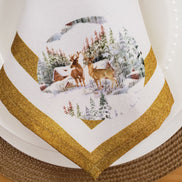 Guardanapos de Pano Charlo Conjunto com 4, Renas de Natal 40x40cm - Dourado