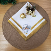 Guardanapos de Pano Charlo Conjunto com 4, Renas de Natal 40x40cm - Dourado