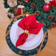 Maison Charlô | Conjunto com 4 Capas para Sousplats Redondos Pássaro de Natal de Tecido 35cm Diâmetro - Verde