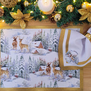Set of 4 Placemats Christmas Reindeer Cloth Waterproof 17