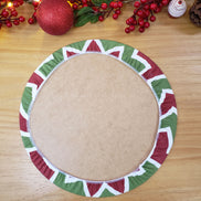 Set of 4 Round Placemats Covers Christmas Chevron Green Red Cloth 14
