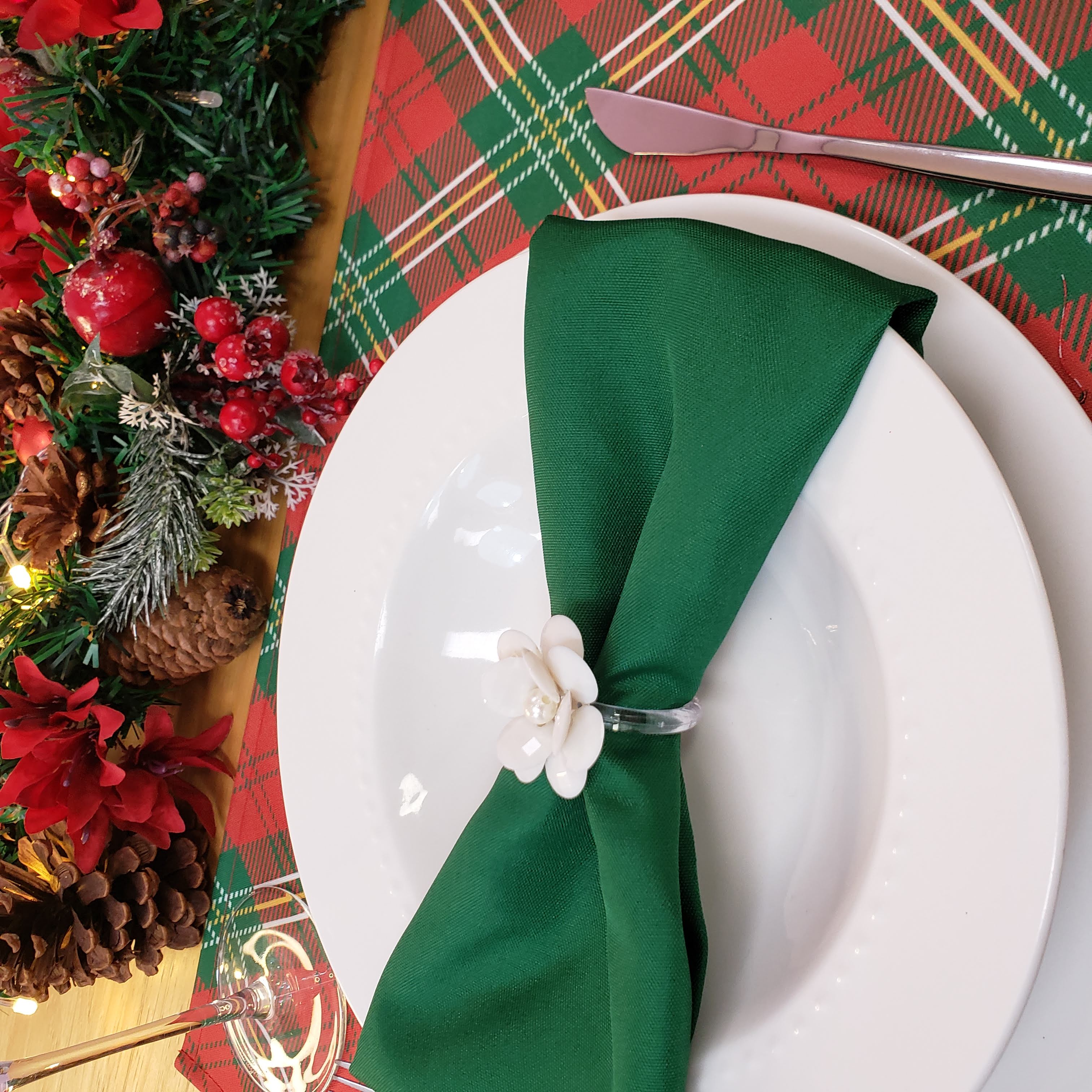 Set of 4 Placemats Christmas Plaid Cloth Waterproof 17