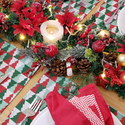 Set of 4 Placemats Christmas Tree Tile Cloth Waterproof 17