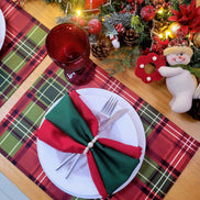 Set of 4 Placemats Christmas Plaid Cloth Waterproof 17