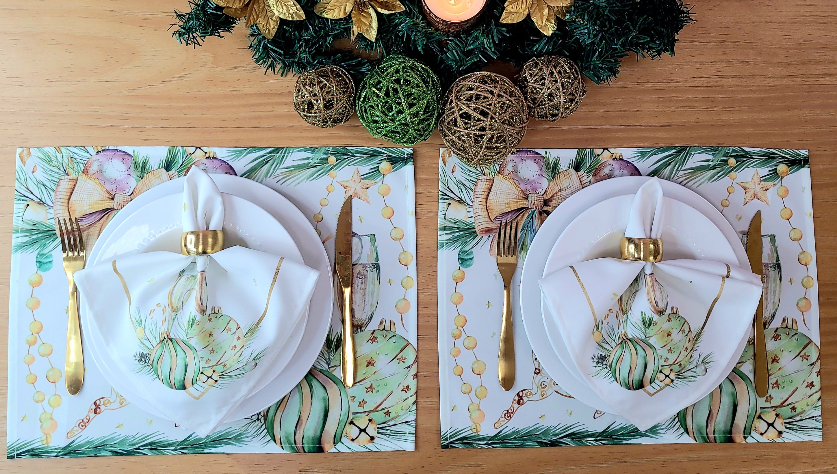 Set of 4 Placemats Christmas Toast Cup Cloth Waterproof 17
