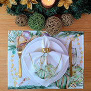 Set of 4 Placemats Christmas Toast Cup Cloth Waterproof 17