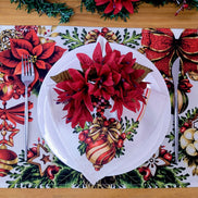 Set of 4 Placemats Christmas Party Wreath Cloth Waterproof 17