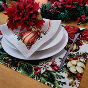 Set of 4 Placemats Christmas Party Wreath Cloth Waterproof 17