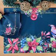 Set of 4 Placemats Christmas Bird Cloth Waterproof 17
