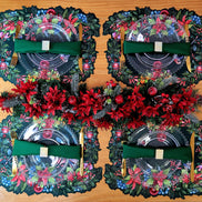 Maison Charlô - Set of 4 Waterproof Placemats Christmas Bird - Green