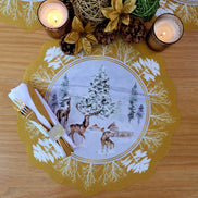 Maison Charlô - Set of 4 Waterproof Placemats Christmas Reindeer Gold