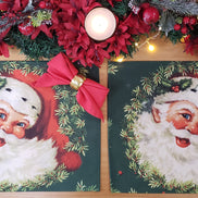 Set of 4 Placemats Christmas Santa Claus Cloth Waterproof 17