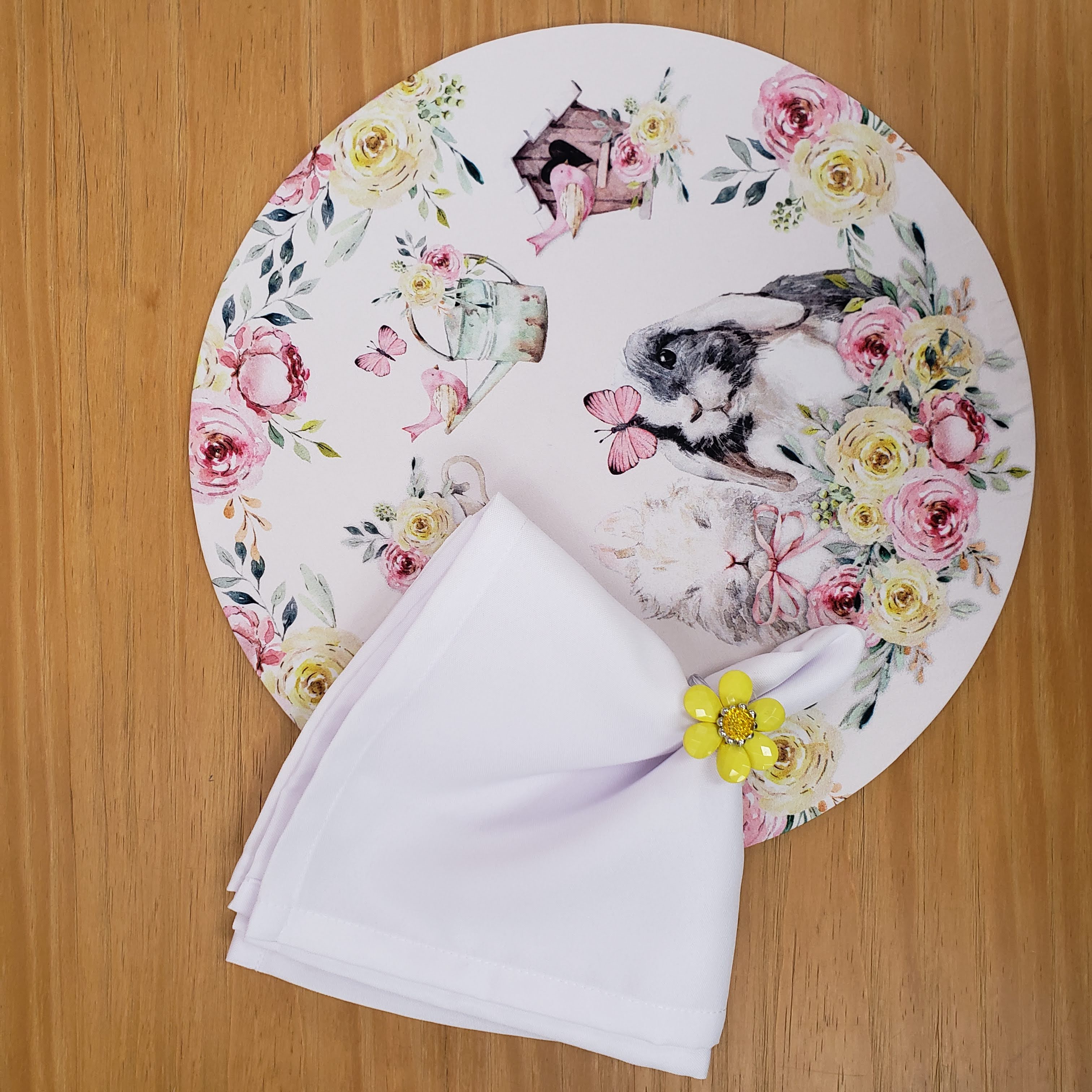 Set of 4 Happy Easter Garden Rose Covers for Round Placemats 14