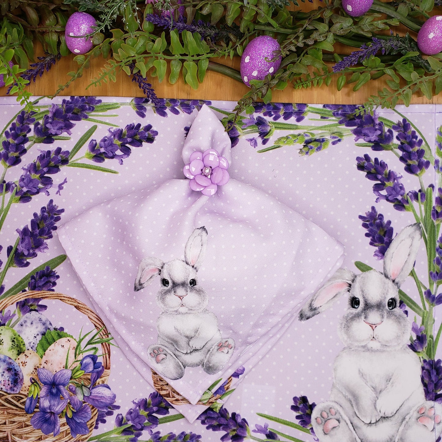 Set of 4 Lavender Waterproof Rectangular Placemats Easter 17" x 13"
