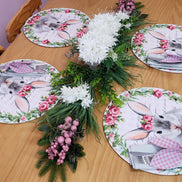 Set of 4 Easter Rose Plaid Covers for Round Placemats 14