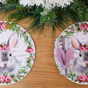 Set of 4 Easter Rose Plaid Covers for Round Placemats 14