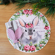 Set of 4 Easter Rose Plaid Covers for Round Placemats 14