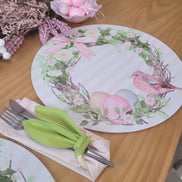Set of 4 Easter Striped Bird Rose Covers for Round Placemats 14