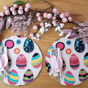 Set of 4 Easter Easter Eggs Covers for Round Placemats 14