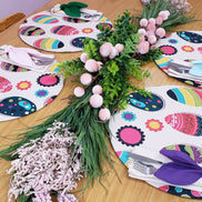 Set of 4 Easter Easter Eggs Covers for Round Placemats 14