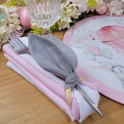 Charlo's Set of 4 White 100% Cotton Solid Cloth Napkins 15