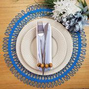 Charlo's Set of 2 Blue Sustainable Brazilian Jute Liz Round Placemats Sousplat 16
