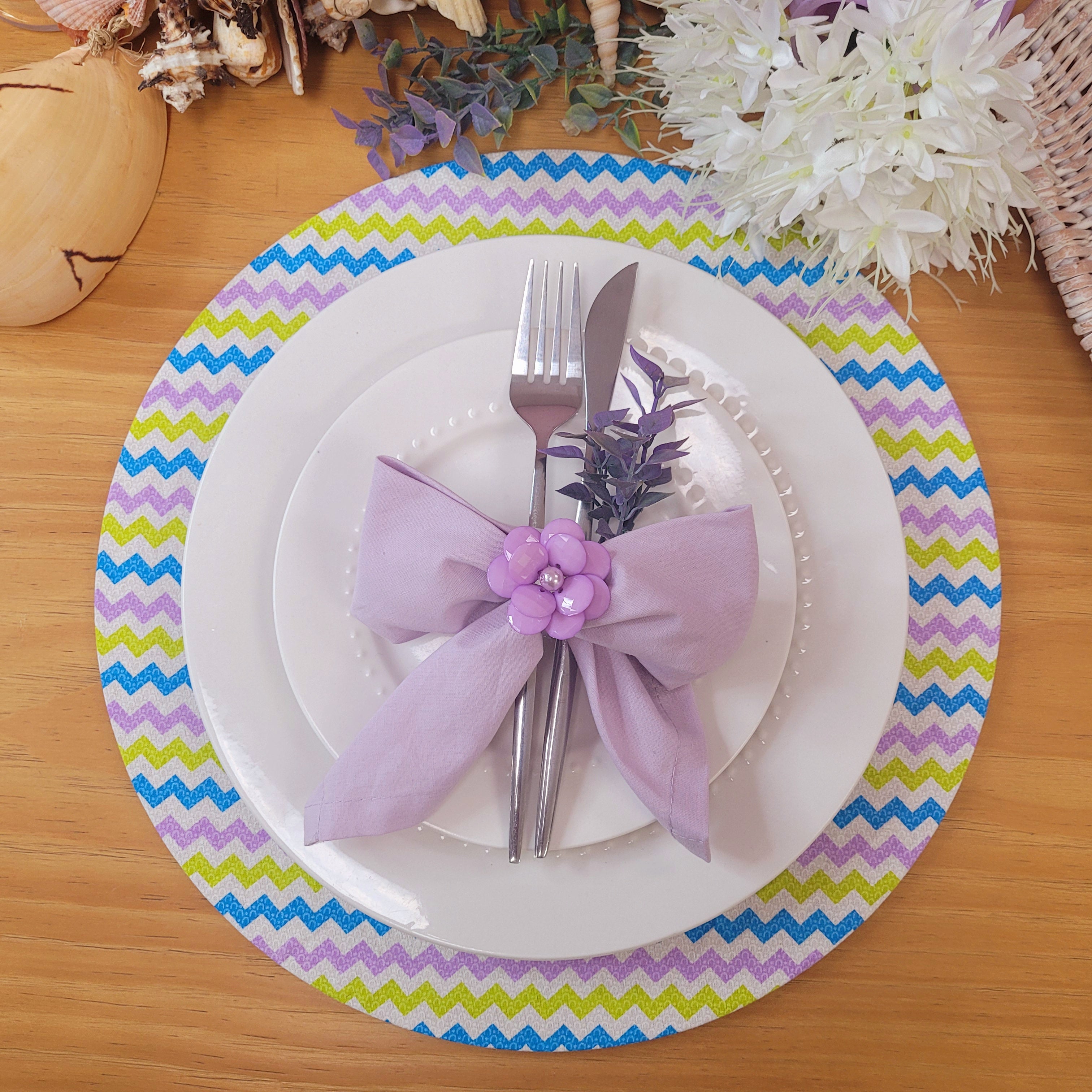 Charlo's Set of 4 Lilac 100% Cotton Solid Cloth Napkins 15