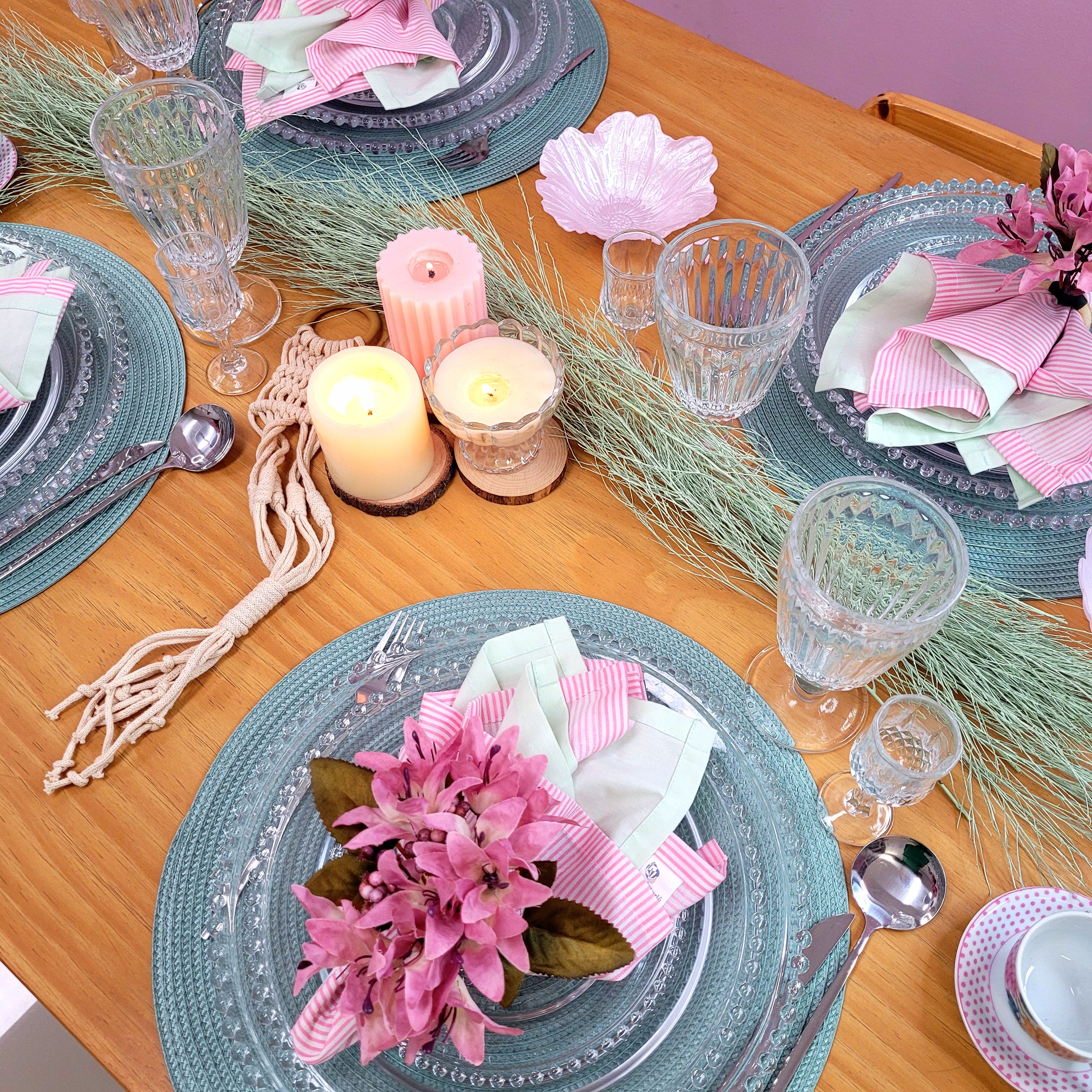 Set of 4 Tabletop Collection Indoor/Outdoor Green Water Round Placemat 15