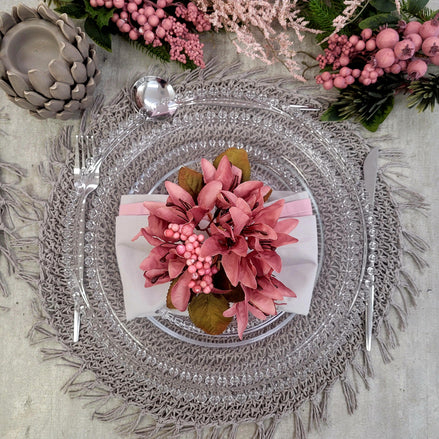 Charlo's Set of 4 Grey Folk Sustainable Rustic Chic Round Placemats 16" x 16"