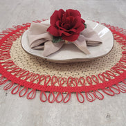 Charlo's Set of 2 Red Sustainable Brazilian Jute Liz Round Placemats Sousplat 16