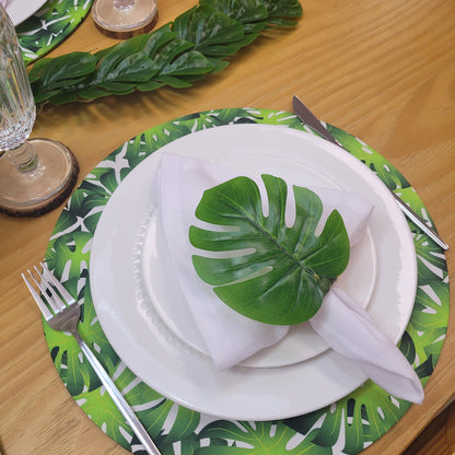 Charlo's Set 12 Green Monstera Leaf Tropical Napkin Rings Ecofriendly Pack for dining table decor